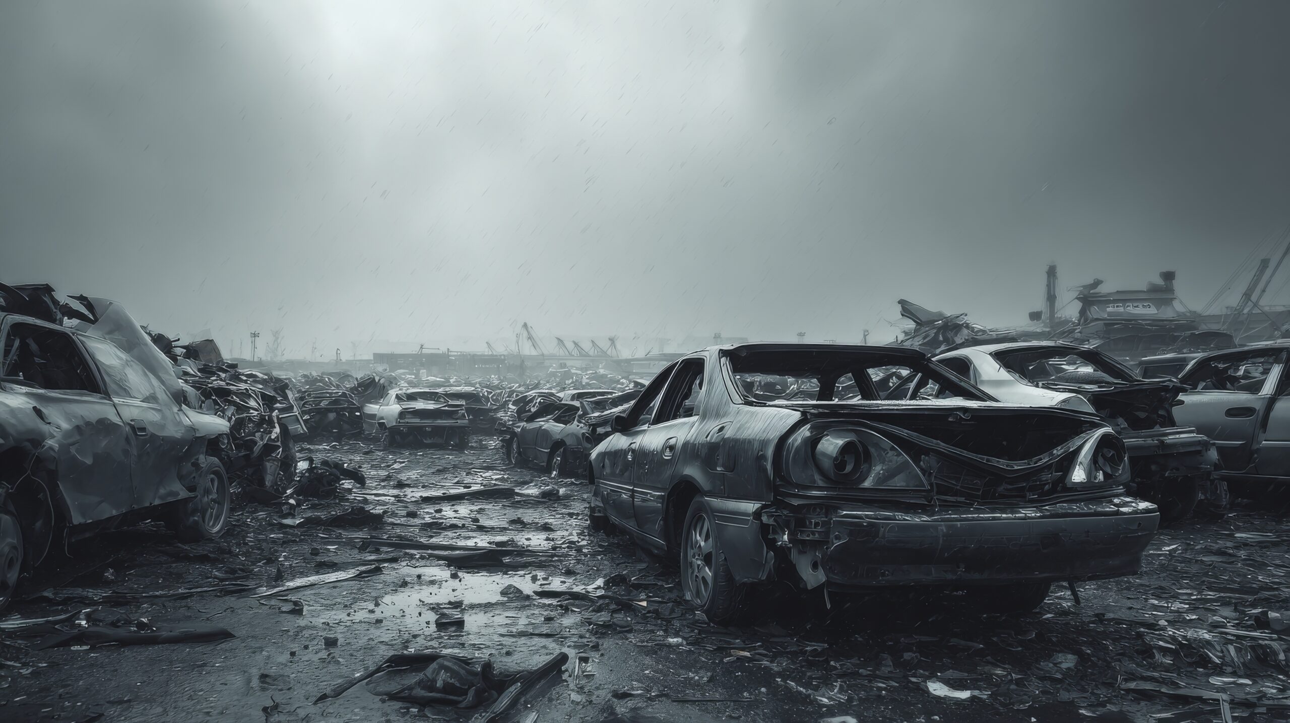 salvaged car industry background, 16:9